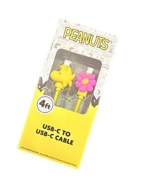 Snoopy Woodstock Peanuts Collectible USB-C Phone Charging Cable Yellow & Pink